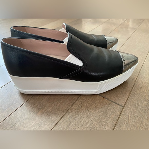 Mui Mui Black Toe Cap Platform Slip-On Sneakers - Picture 4 of 10